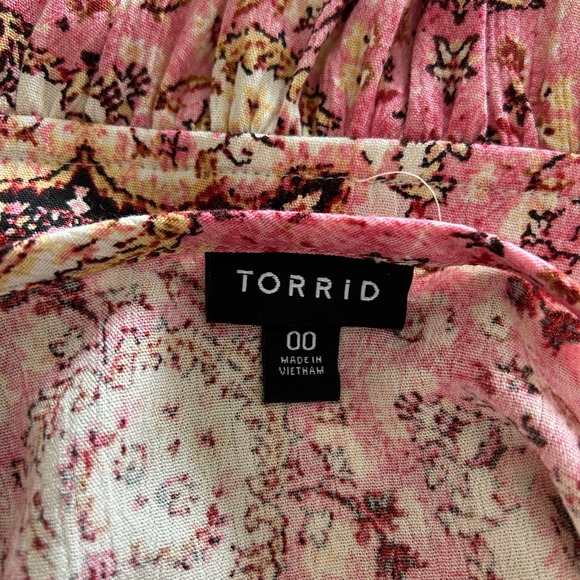 Torrid 00 Pink Paisley Print V Neck Babydoll Dress Plus Size Casual Boho - Picture 5 of 13